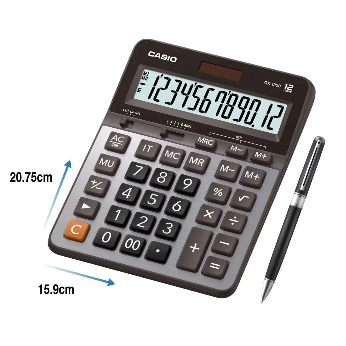 Calculadora de Escritorio Casio Gx-120b 12 Dígitos Cuadrada - Casio - vista lateral