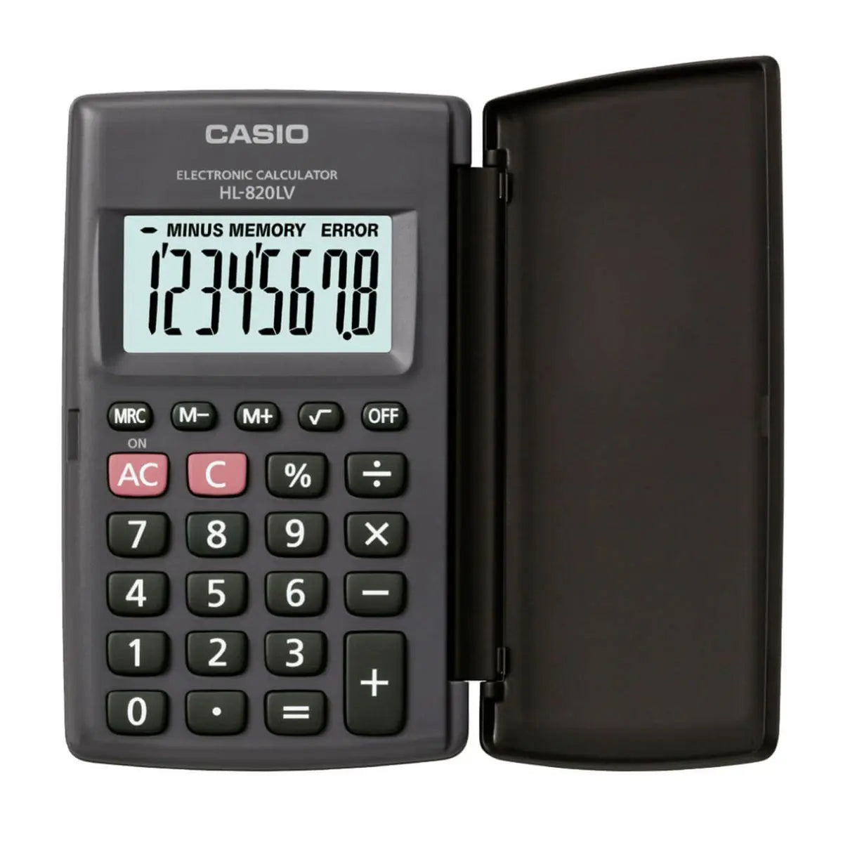 Calculadora Casio Portatil Negra 8 Dígitos 10x12 Cm Con Tapa - Casio - vista trasera