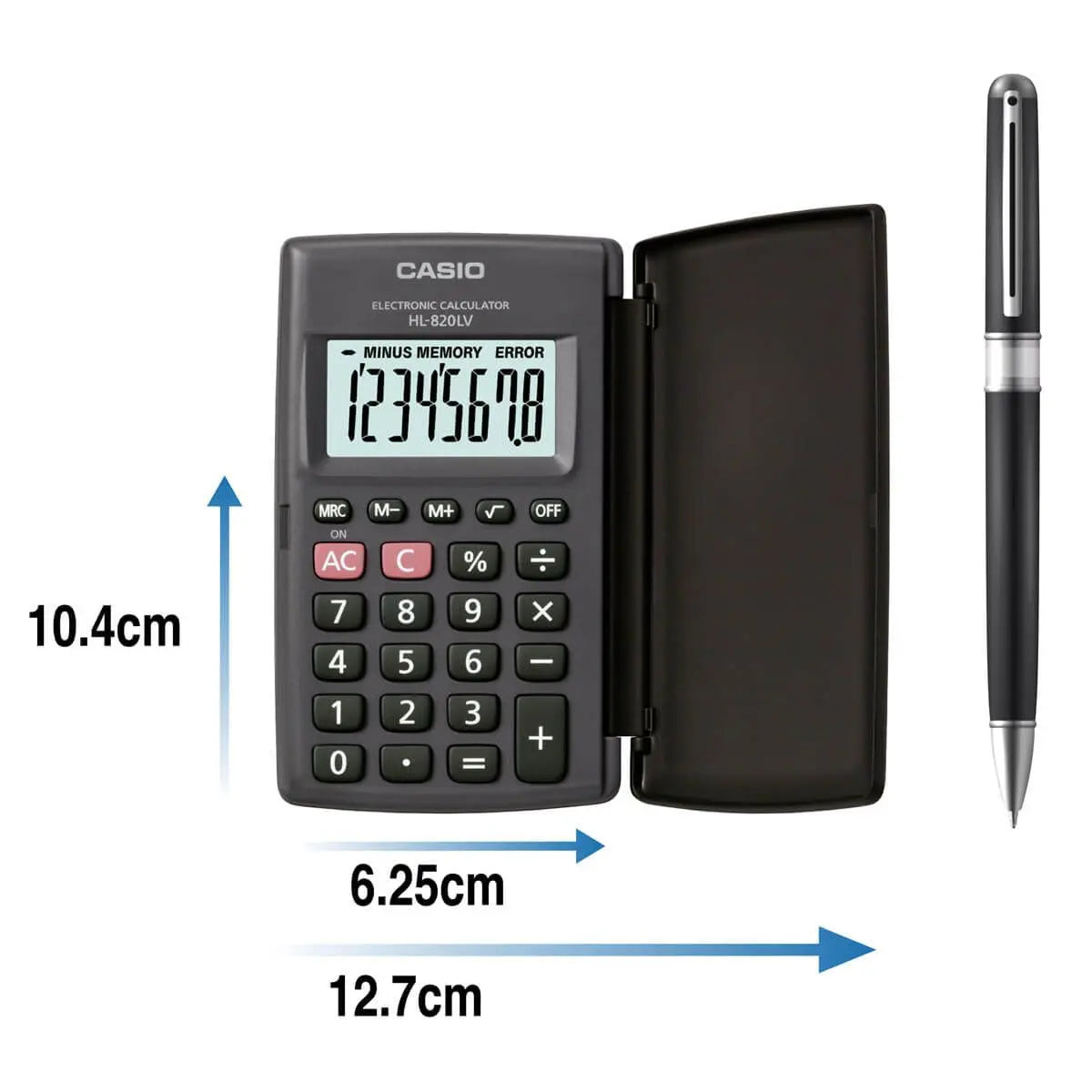 Calculadora Casio Portatil Negra 8 Dígitos 10x12 Cm Con Tapa - Casio - contenido