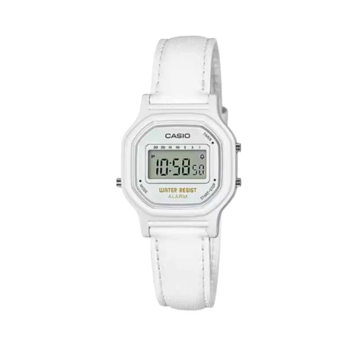 Reloj Casio La11w Dama Retro Clasico Original Correa Blanco Bisel Blanco, fondo Neutro - Casio - detalle