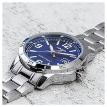 Reloj Casio Hombre Mtp-vd01d, 50m, Fondo Azu, Correa Plateado, Bisel Plateado - Casio