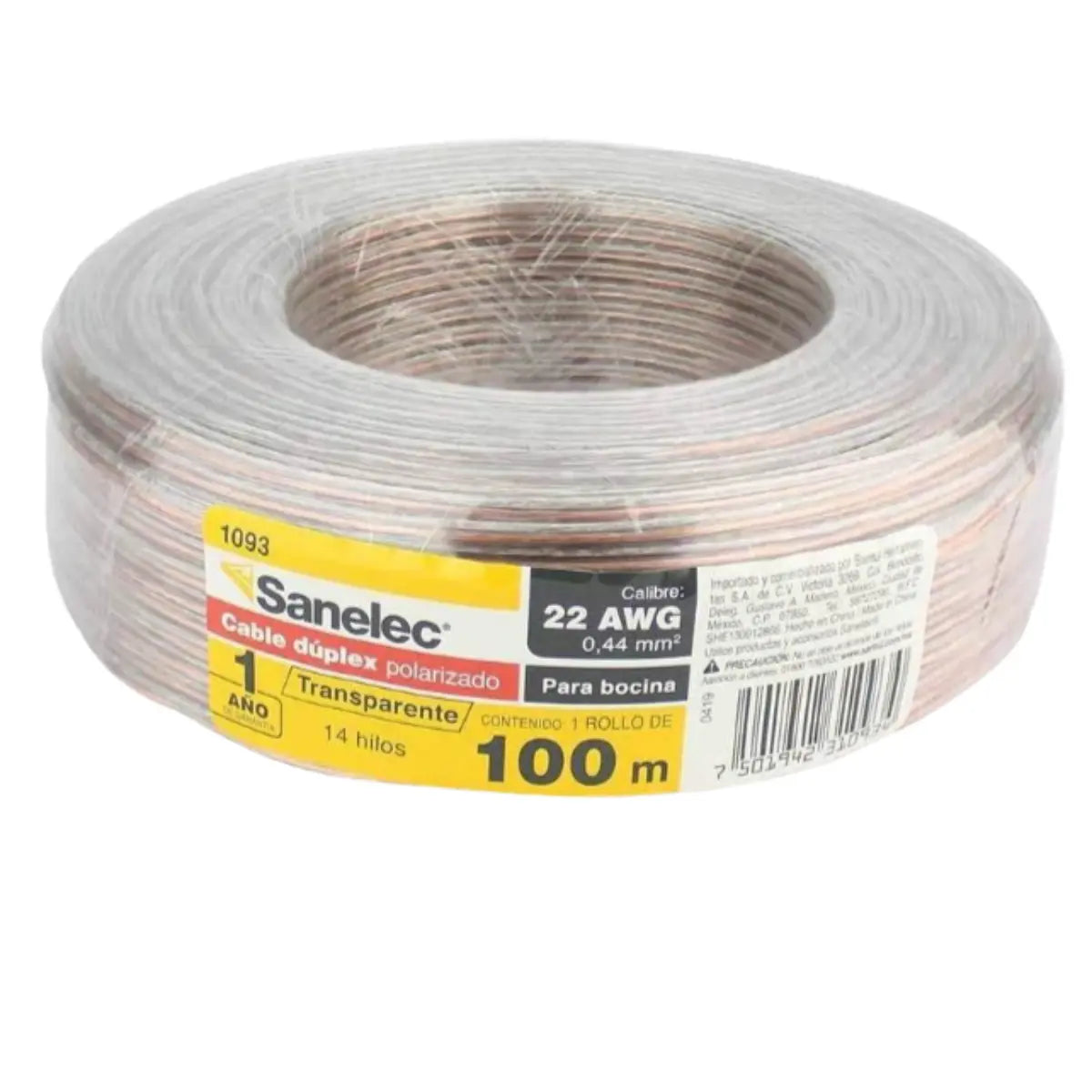 Cable Para Bocina 22AWG Transparente 1093 Sanelec - Sanelec