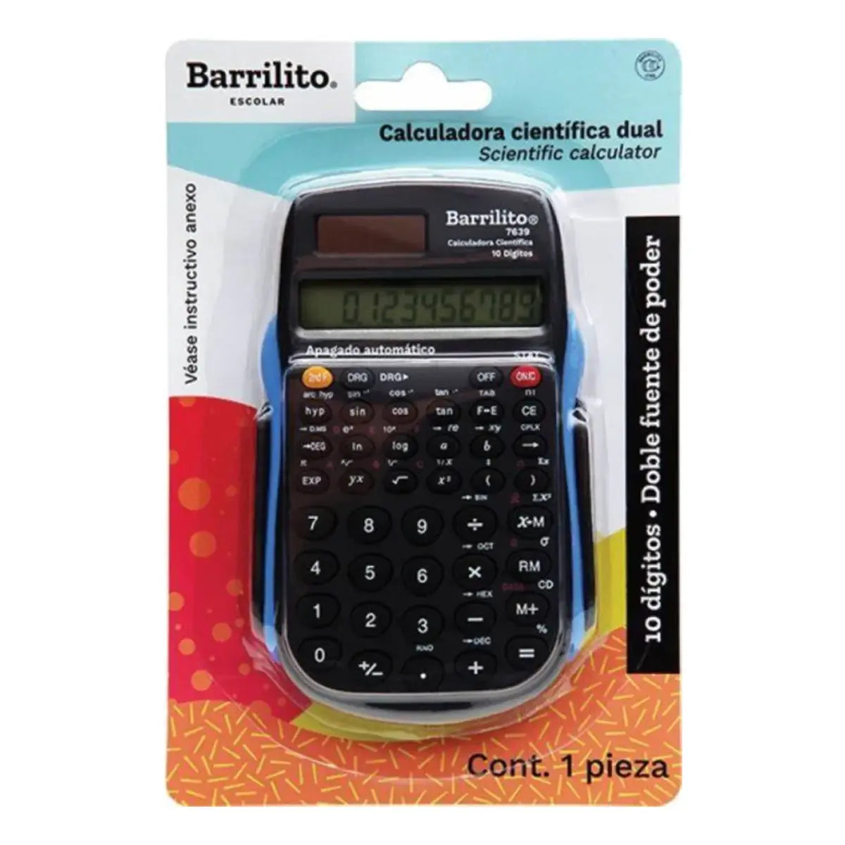 Calculadora Científica Dual Barrilito 10 Dígitos 7639 Color Negro - ACCO - vista lateral