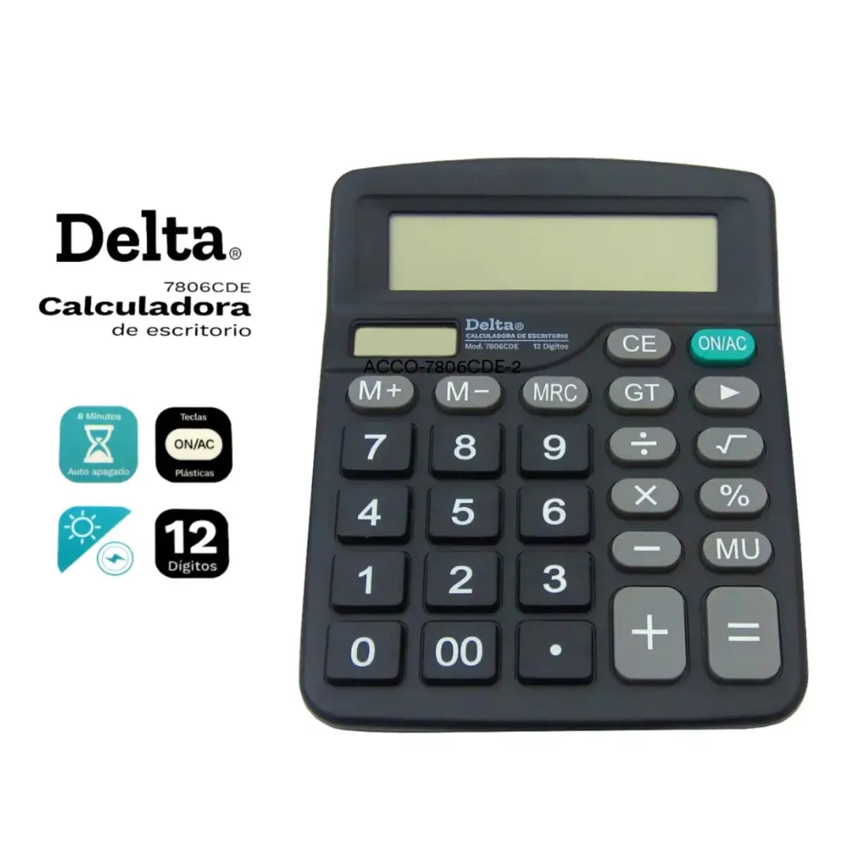 Calculadora Barrilito Delta 7806cde 12 Dígitos /vc Color Gris oscuro - Barrilito - vista lateral