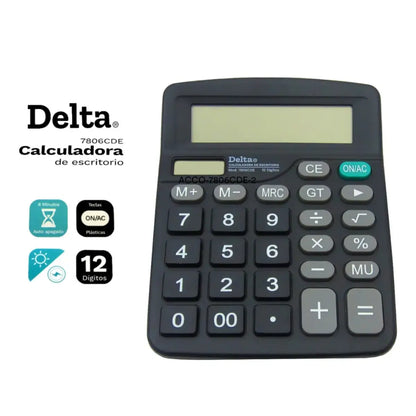 Calculadora Barrilito Delta 7806cde 12 Dígitos /vc Color Gris oscuro - Barrilito - vista lateral