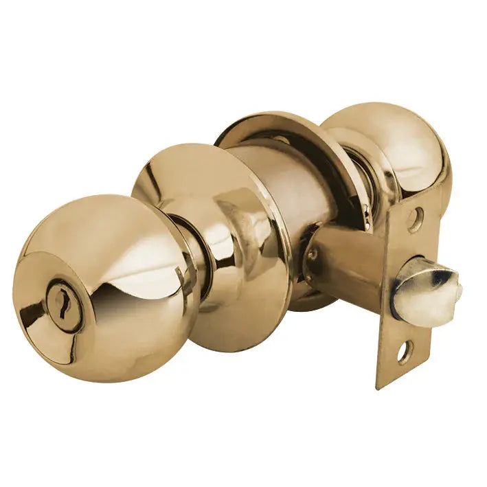 Cerradura de pomo tipo esfera, laton brillante (recamara) caja Aksi - Aksi
