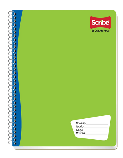 Cuaderno profesional escolar espiral continuo 100 hojas doble raya Scribe - Scribe - vista lateral