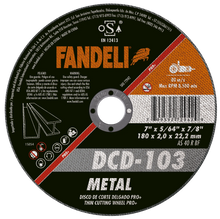 10 PZ D. CORTE DELG METAL PRO+ 7" 10 pz FANDELI 180mm x 2.0mm x 22.2mm - Fandeli