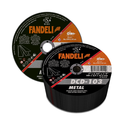 10 PZ D. CORTE DELG METAL PRO+ 7" 10 pz FANDELI 180mm x 2.0mm x 22.2mm - Fandeli - vista lateral