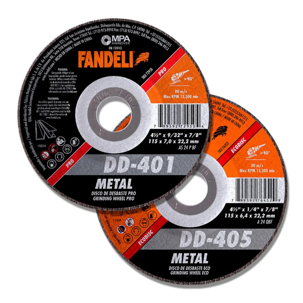 5 PZ D. DESBASTE METAL ECO 7" 5 pz FANDELI 180mm x 6.0mm x 22.2mm - Fandeli - detalle
