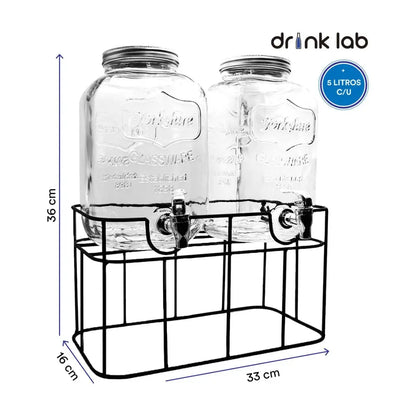 Dispensador Doble de 5L c/u Con Base - Coveme - vista lateral