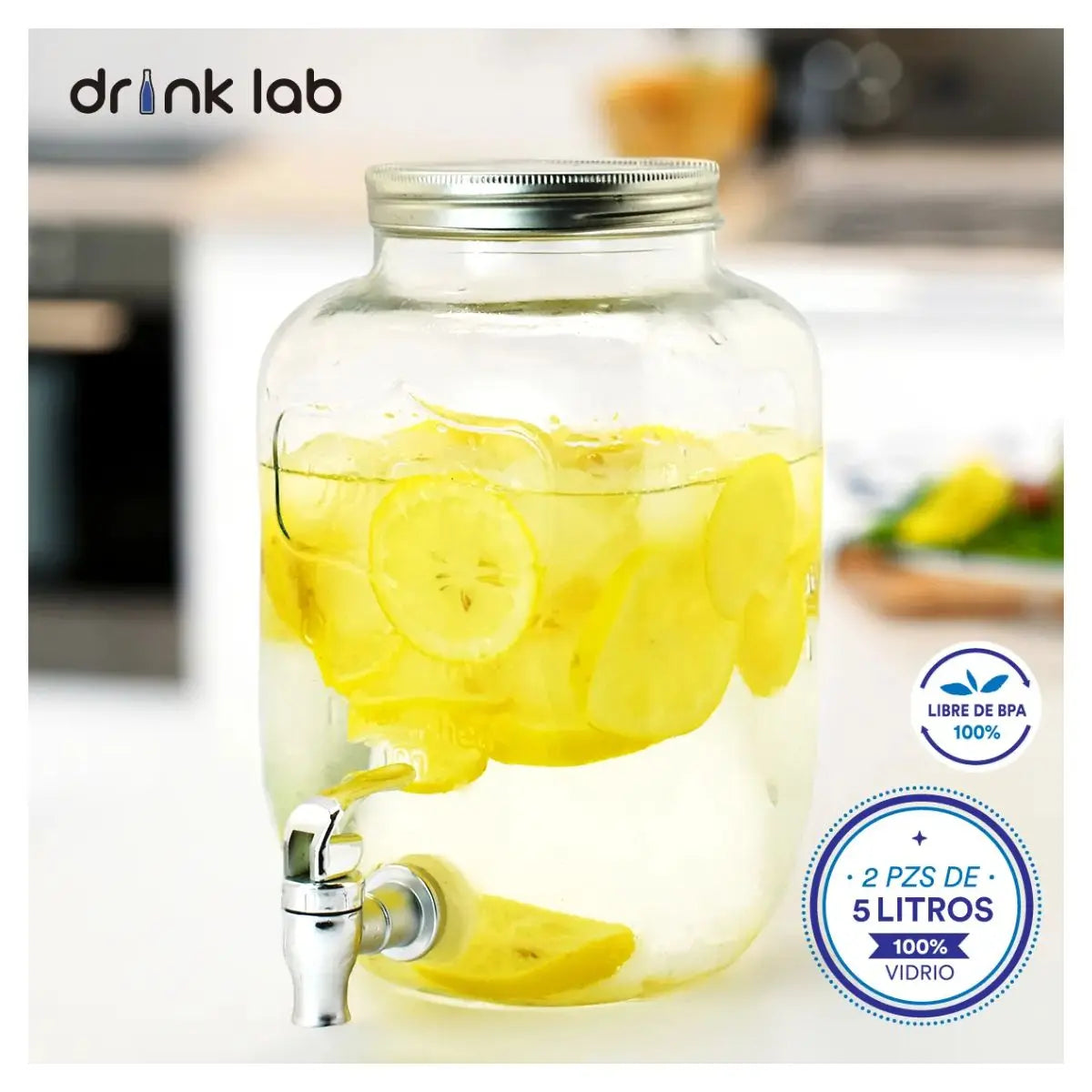 Dispensador Doble de 5L c/u Con Base - Coveme - vista trasera
