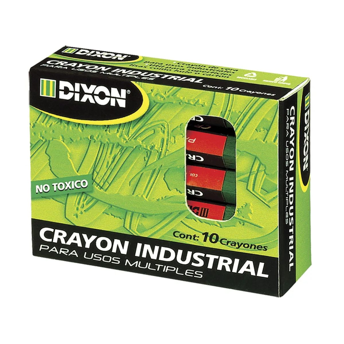 Caja de 10 Crayones Industriales Amarillos Dixon