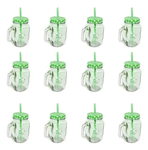 Tarro de albañil, Frasco, Tapa, Tarro, Popotes, Mayoreo, Remate, 12 Pack - Drink Lab