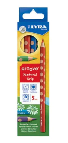 Lápices De Colores Triangular Lyra Groove Grip Natural Set 5 Piezas - lyra - vista lateral