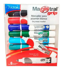 Azor Marcadores Para Pizarrón Blanco 8 Piezas Magistral Grip Punta De Bala 301.8398 - Azor - vista lateral