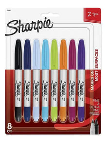Marcadores Permanentes Sharpie Doble Punta Colores Surtidos 8 Piezas - Sharpie - vista trasera