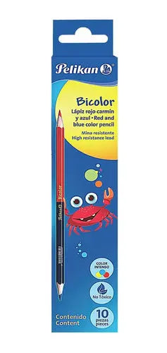 Lápices Bicolor Azul Oscuro Rojo Carmín Pelikan 10 Piezas - Pelikan - vista trasera