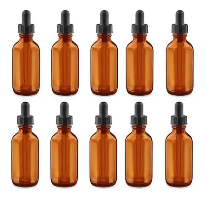 10 Frasco Botella Tapa Gotero Hermetico Vidrio 30 Ml Ambar Elegir Color Negro - Coveme - detalle