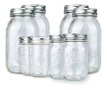 8pz Mason Jars Ball Vidrio Boca Regular Ancha 473 Ml 946 Ml - Coveme - vista lateral