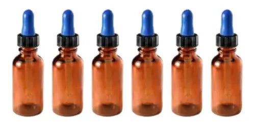 6 Frasco Botella Tapa Gotero Hermetico Vidrio 30 Ml Ambar Color Azul - Coveme