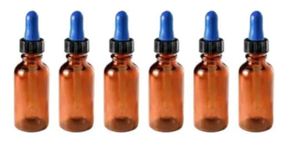 6 Frasco Botella Tapa Gotero Hermetico Vidrio 30 Ml Ambar Color Azul - Coveme