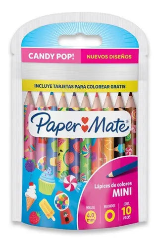 Lápices de Colores Paper Mate Candy Pop 10 Piezas + Tarjeta Colorear - Paper Mate - vista lateral