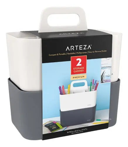 2 Cajas de almacenamiento arteza color gris y marfil - Coveme