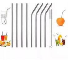 Set 8 Popotes Pajilla Acero Inoxidable Reusable 2 Limpiadores - Drink Lab