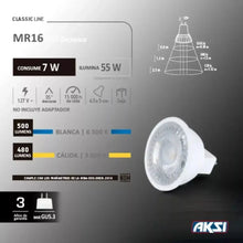 Foco Led Mr16 Dicroico Aksi 7w Base Gu5.3 Luz Blanca - Aksi