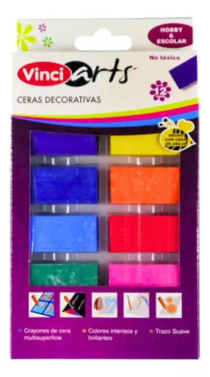 12 Crayon Cera Jumbo Vinci Arts Escolar Infantil Cuadrado - Vinci