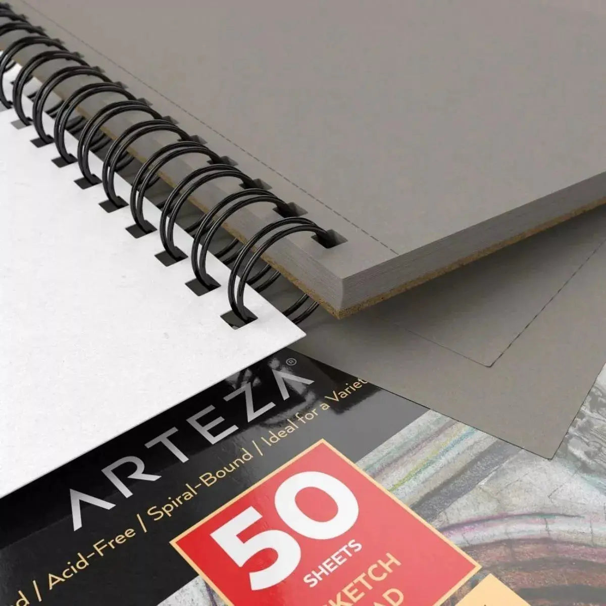 Sketchbook Cuaderno Dibujo Hojas Gris 14x21 Arteza - Coveme - vista lateral