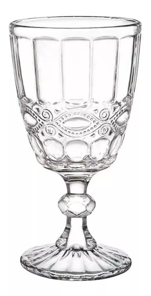 6 Copas Vino Tinto Blanco Vidrio Cortado Cristal Diamante - Vittori - accesorios