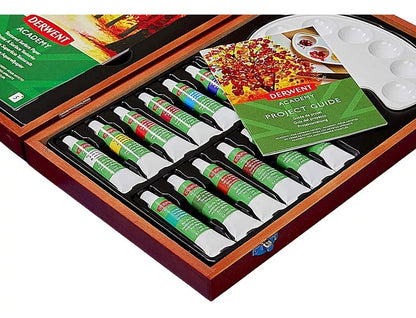 Set Regalo Madera Pintura Acrilica Tubo Derwent Academy 18 Piezas - derwent - detalle