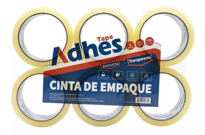 6pz Cinta Adhesiva Adhes Transparente Empaque Embalaje 50m - ADHES - vista lateral