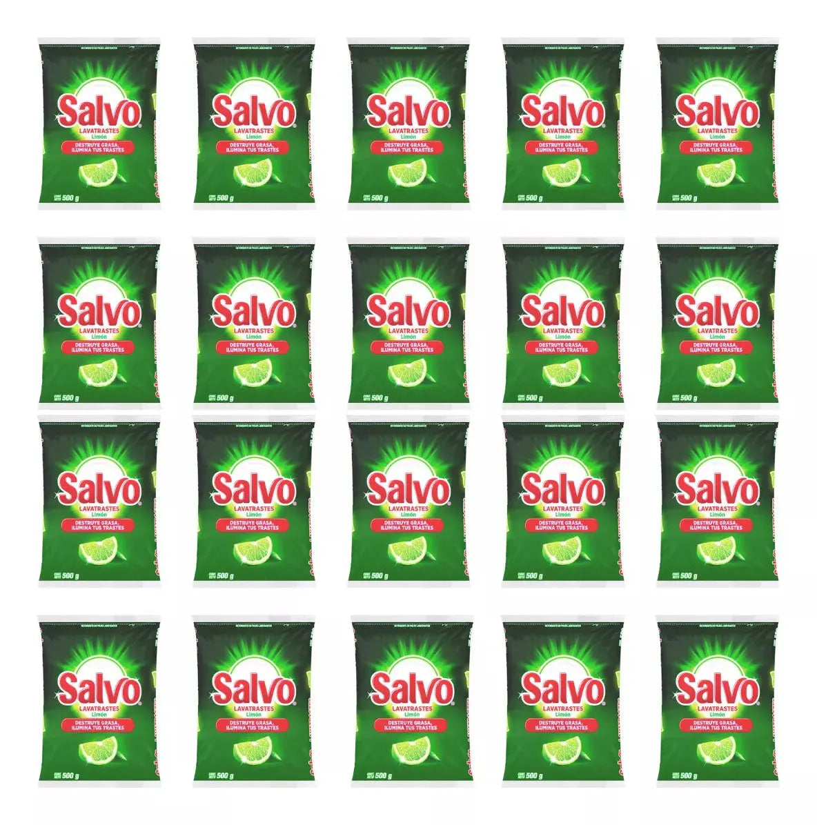 20 Pz Detergente Trastes Salvo Limón Quita Grasa 500g - P&amp;G