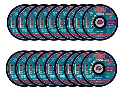 10pz Disco Abrasivo Corte 506 Austromex 3'' Grano 60 Metal Azul Petróleo - Austrodiam - vista trasera