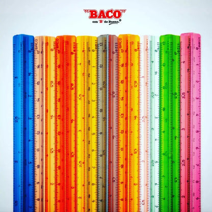 Escalimetro Triangular Baco Plástico 30cm Escolar 6 Escalas - BACO - empaque