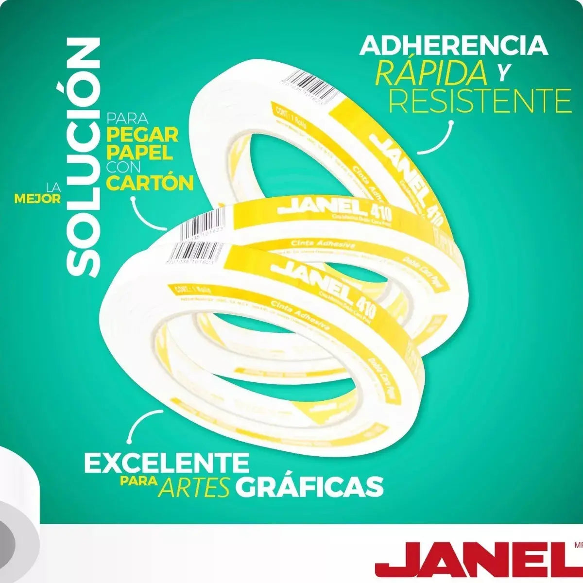 Cinta Doble Cara Janel Adhesiva 410 Papel 18mmx33m - Janel - vista lateral