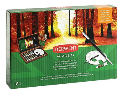 Set Regalo Madera Pintura Acrilica Tubo Derwent Academy 18 Piezas - derwent - vista lateral