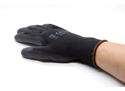 12 Guantes Seguridad Recubiertos Poliuretano Ribete Colores Extra Chico - Alyger