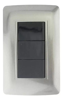 Apagador Triple Sanelec Placa Linea Toscana Graphite - Sanelec - vista lateral