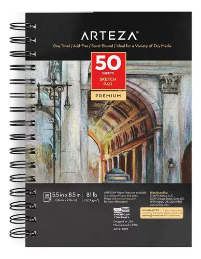 Sketchbook Cuaderno Dibujo Hojas Gris 14x21 Arteza - Coveme - detalle