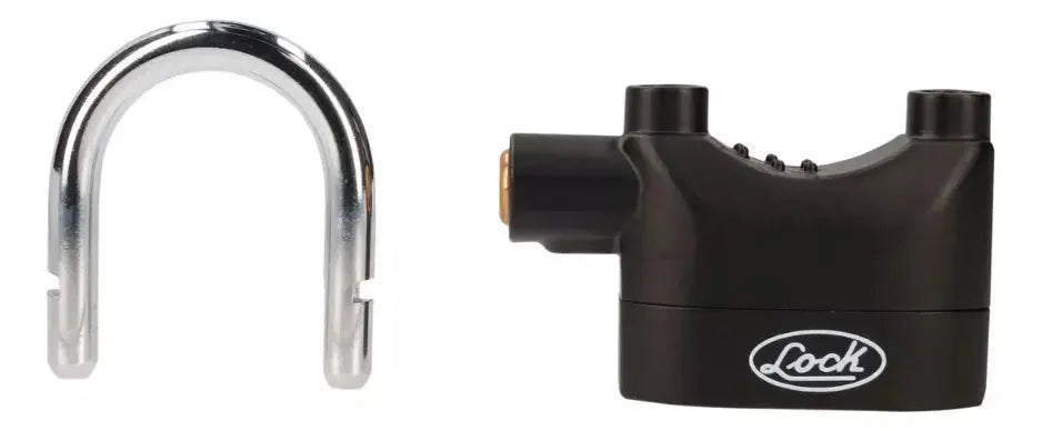 Candado Alarma Lock Doble Cerrojo 70 Mm Negro Llave Puntos - Lock - vista trasera