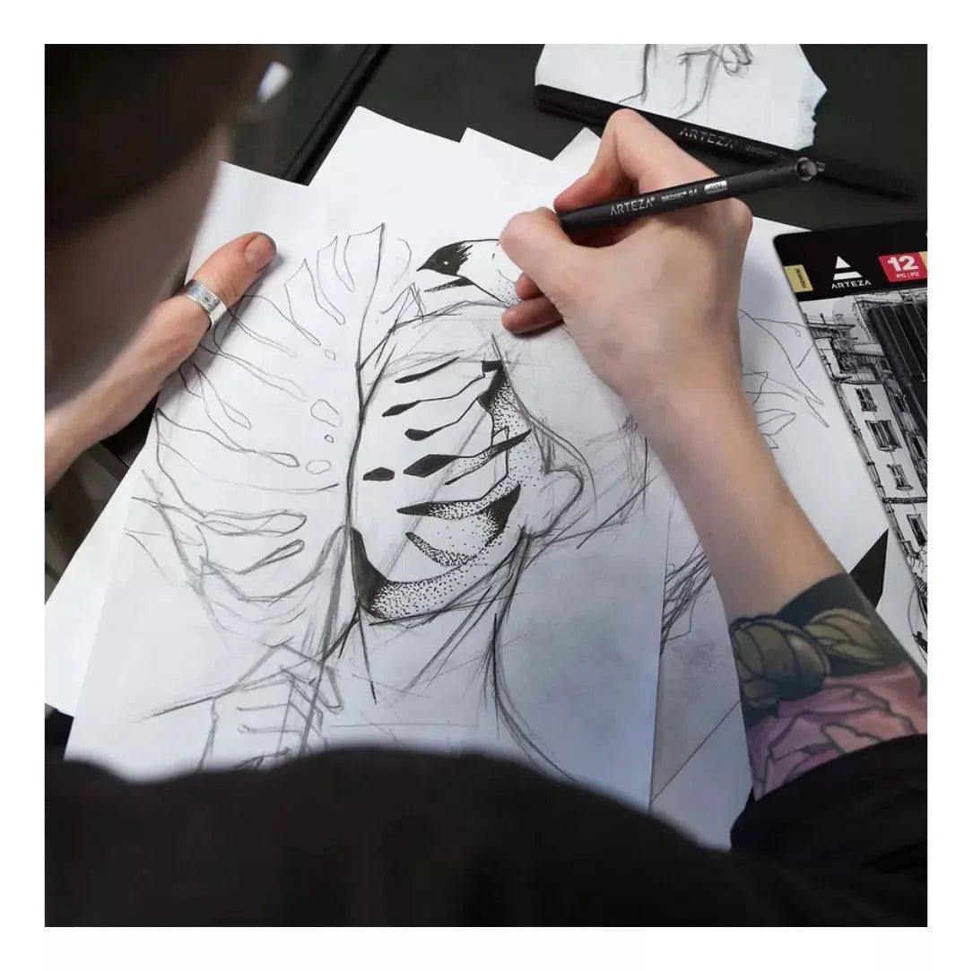 12 Boligrafos Fineliner Inkonic 0.4 Mm Color Negro Arteza - Arteza - detalle