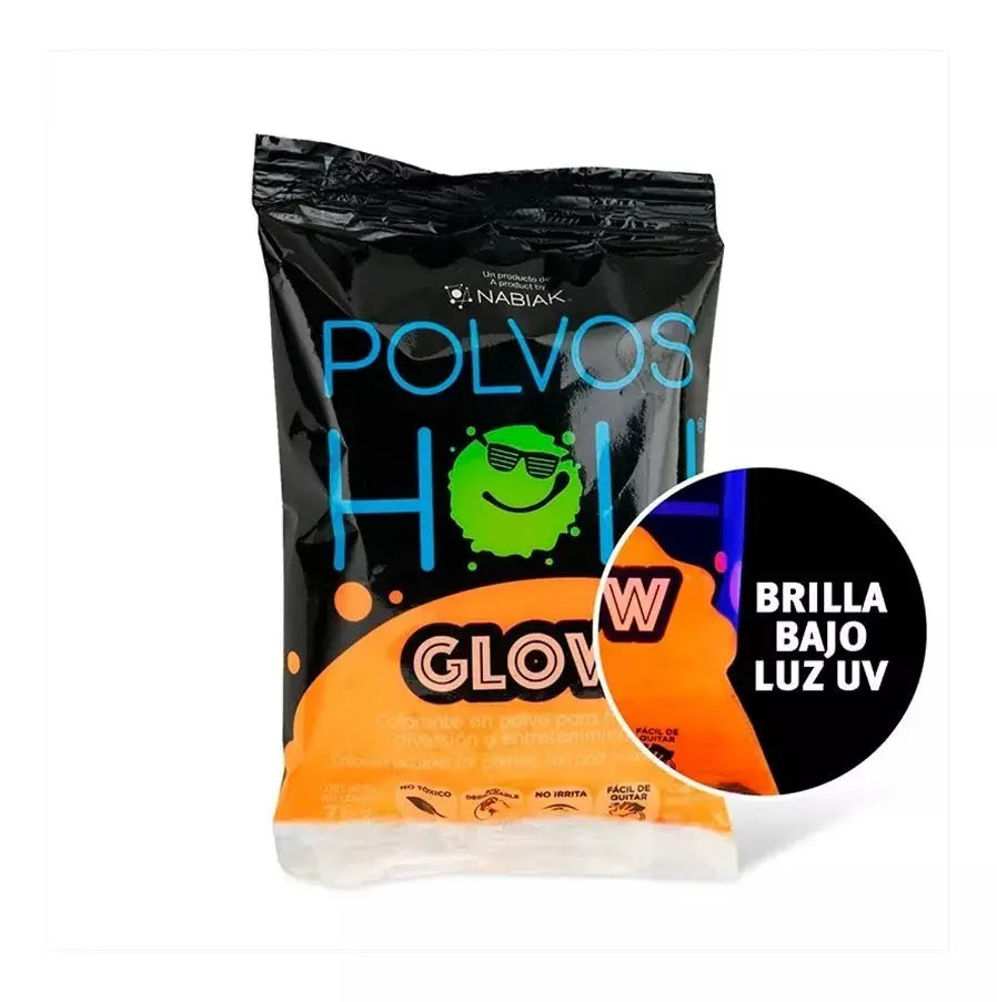 Polvos Holi Glow 75gr Fiestas Eventos Colors Elegir Color Naranja - Polvos Holi - vista lateral