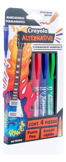 4 Marcadores Permanente Alternative Crayola Punta Fina Color - Crayola - contenido