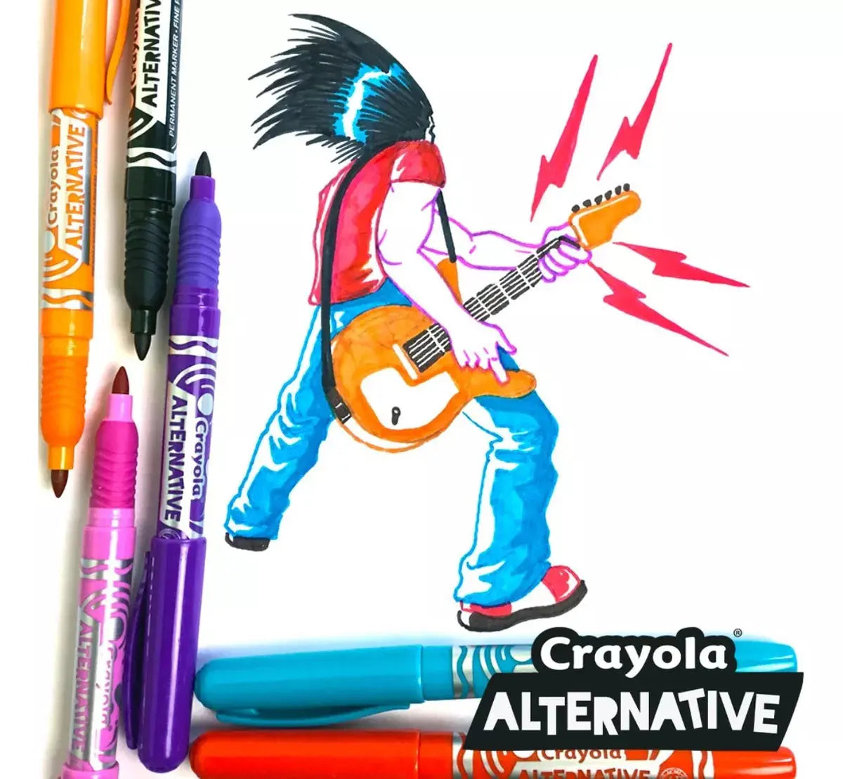 2 Marcadores Permanente Alternative Crayola Punta Fina Negro - Crayola - vista trasera