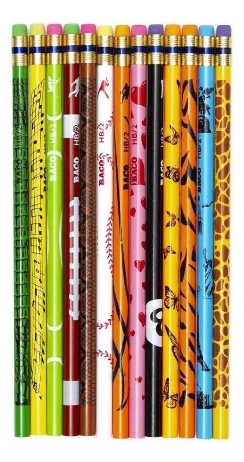 Bote 30 Lapiz Grafito Con Goma Baco Hb N° 2 Bacomix Diseños - BACO