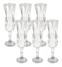 6 Copas Flauta Vino Tinto Vidrio Cristal Labrado Verzy - Vittori - contenido